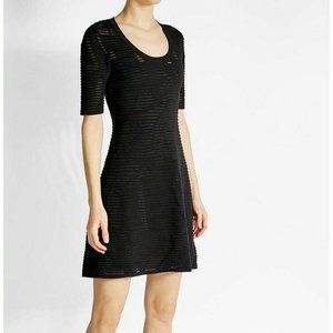New M MISSONI Black Scooped Neck Rib Stitch Knit Semi sheer  Dress size US2 IT38